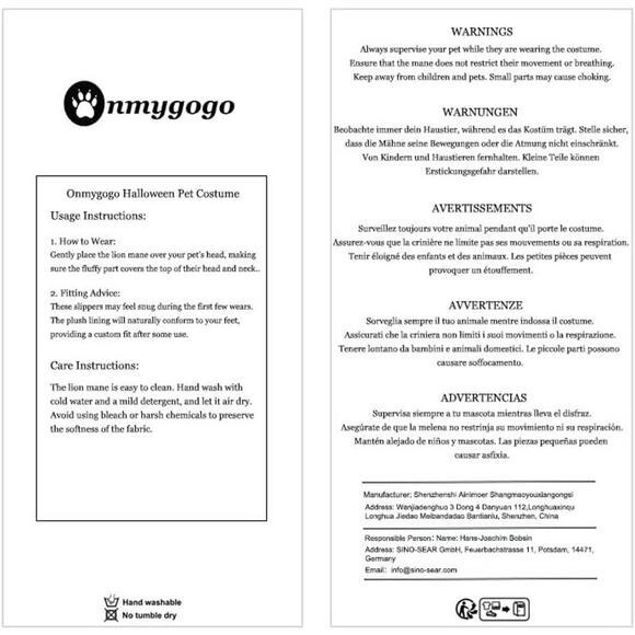 Lion Mane Wig for Large Dogs Black Pet Halloween Costume with Ears Funny Hat - Picture 8 of 8